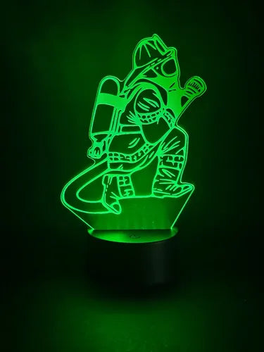Bombero Lampara Led Ilusion 3d Fanart Decoracion Regalo