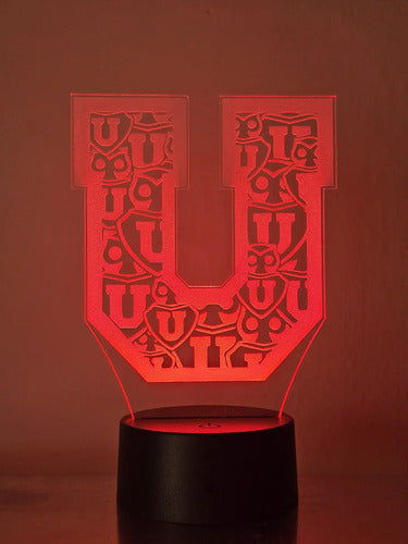 Lámpara Led 3d Equipo Fútbol U De Chile Logo Decoración Forma U