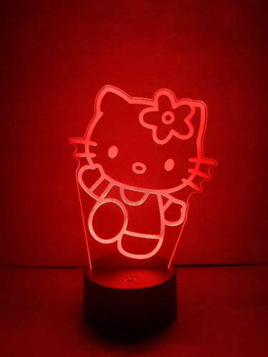 Hello Kitty Lámpara Led Ilusión 3d Decoración Luz De Noche Negro