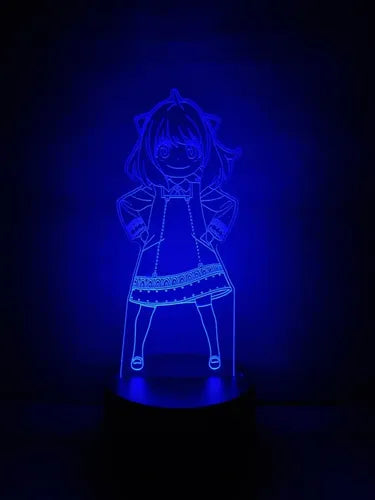 Anya Forger Spy X Family Lampara Led 3d Decoración Anime Negro