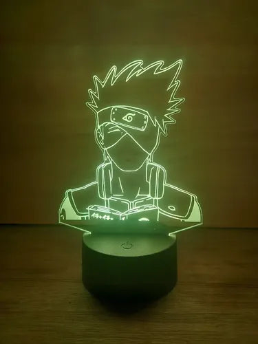 Kakashi Lampara Led Ilusión 3d Naruto Decoración Anime Manga Blanco Azul