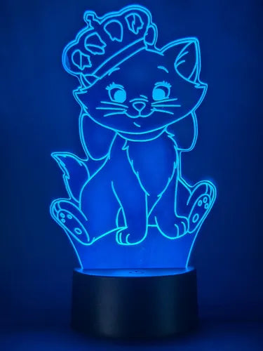 Lámpara Led Marie Los Aristogatos Fan Art Decoración Gato Negro