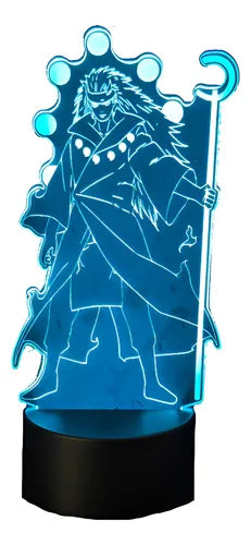 Madara Uchiha Sennin Lampara Led Ilusión 3d Naruto Anime Base Negra