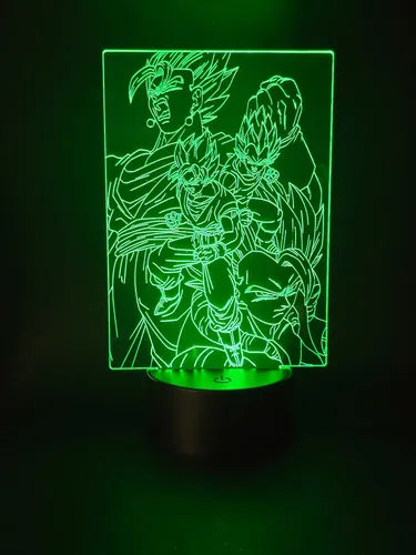 Goku Y Vegeta Fusiones Dragon Ball Z Lámpara Led Fanart Negro