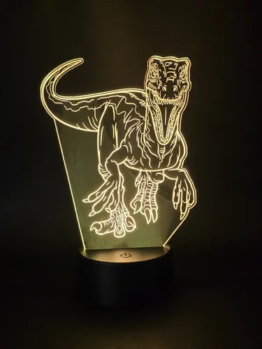 Lampara Led 3d Velociraptor Dinosaurio Luz Decoración
