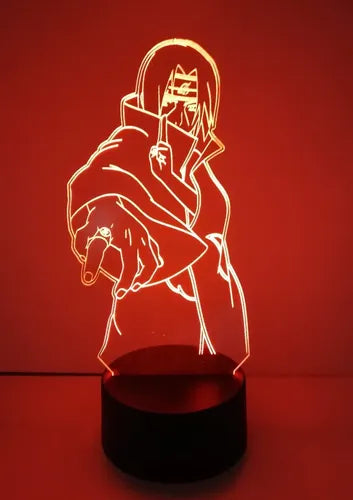 Itachi Uchiha Lampara Led Ilusión 3d Naruto Decoración Anime Base Negra