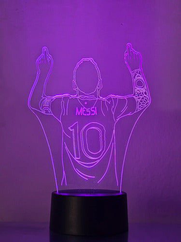 Lionel Messi Lámpara Led Ilusión 3d Futbol Argentina Fanart