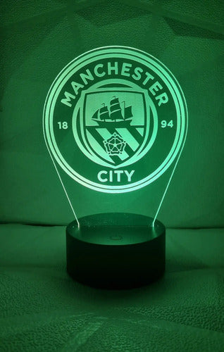 Manchester City Fútbol Lampara Led Ilusion 3d Fanart