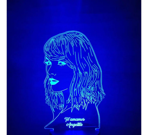 Lampara Led Taylor Swift Art Line Cantante Decoración Pop Negro