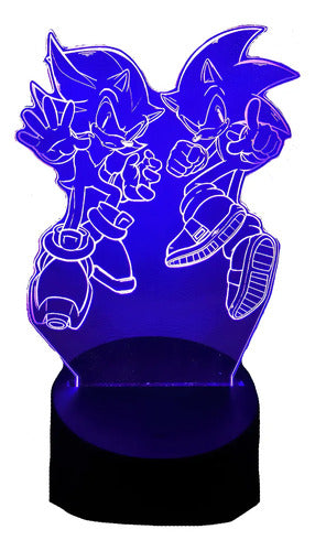 Sonic Y Shadow Lámpara Led Fanart Decorativo Infantil Negro