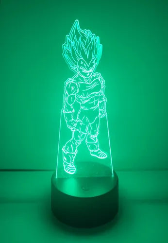 Lámpara Led Vegeta Saiyajin Dragon Ball Z Fan Art Decorativa Negro Azul