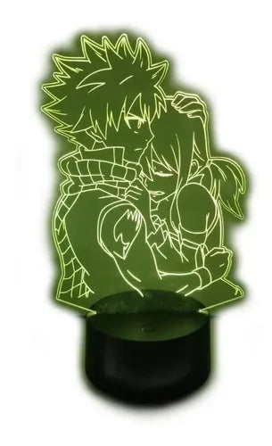 Lampara Led 3d Natsu Y Lucy Fairy Tail 7 Colores Negro Verde (iluminación)