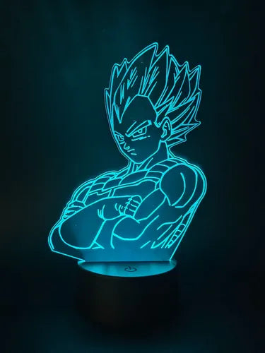 Vegeta Dragon Ball Lámpara Led Luz Ilusión 3d Principe