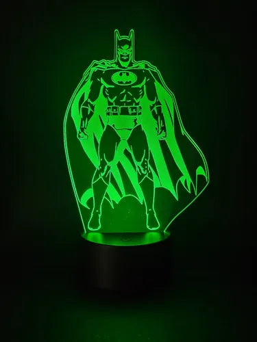 Batman Comic Lampara Led Ilusion 3d Super Heroe Dc Fanart Negro Verde