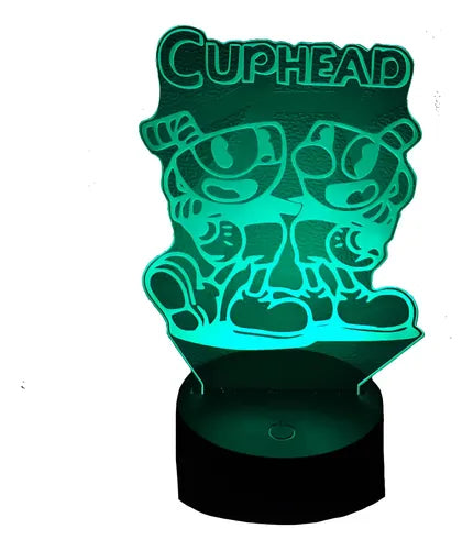 Cuphead Hermanos Lámpara Led Fanart Infantil Decoración Negro