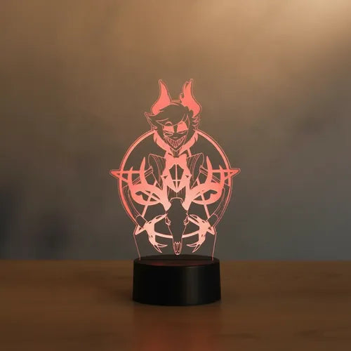 Alastor Hazbin Hotel Lámpara De Mesa Led Ilusión 3d Negro Transparente