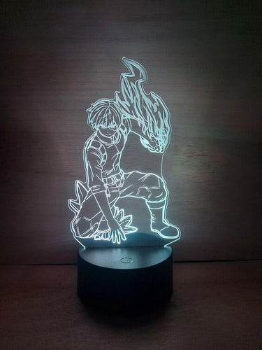 Todoroki Shoto My Hero Academia Bnh Lampara Led Decoracion Negro Verde