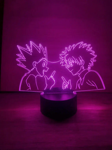 Killua Y Gon Lampara Led 3d Hunter × Hunter Luz Fanart Anime Negro Multicolor