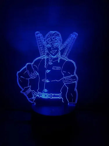 Uzui Tengen Lámpara Led Ilusión 3d Luz Demon Slayer Kny Negro