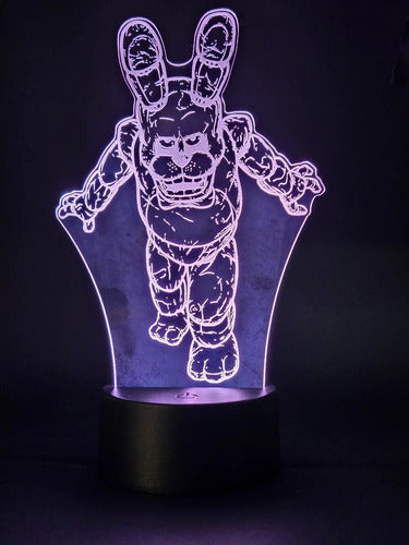 Bonnie Five Nights At Freddy's Lámpara Led 3d Fnaf Led Negro Morado