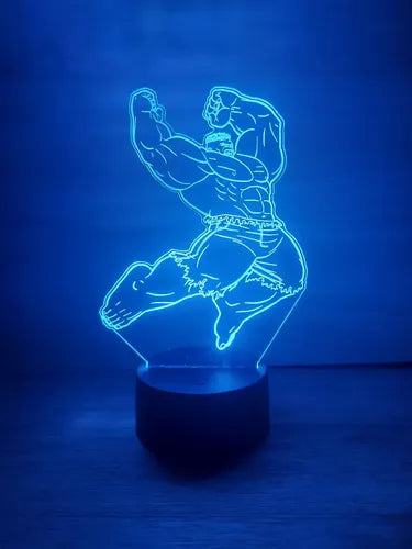 Hulk Lámpara Led Ilusión 3d Fanart Comic Marvel Negro