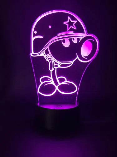 Lámpara Lanzaguisantes Plantas Vs Zombis Led Fanart Game