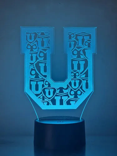 Lámpara Led 3d Equipo Fútbol U De Chile Logo Decoración Forma U