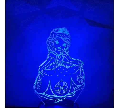 Princesa Sofia Lámpara Led Fanart Infantil Decorativo Negro