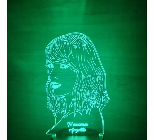 Lampara Led Taylor Swift Art Line Cantante Decoración Pop Negro