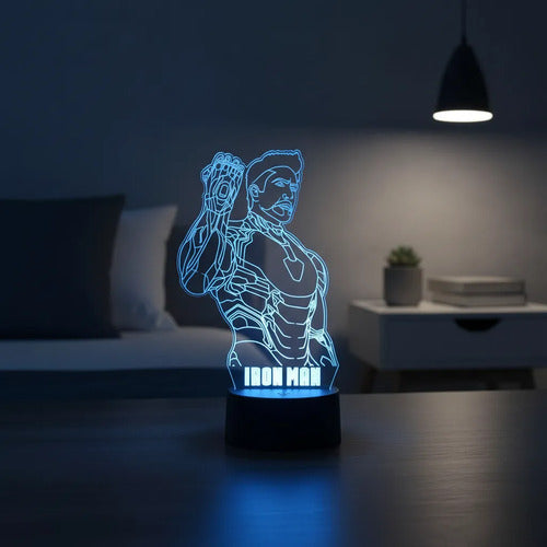 Lampara Led Ilusión 3d Iron Man Tony Stark Decoración