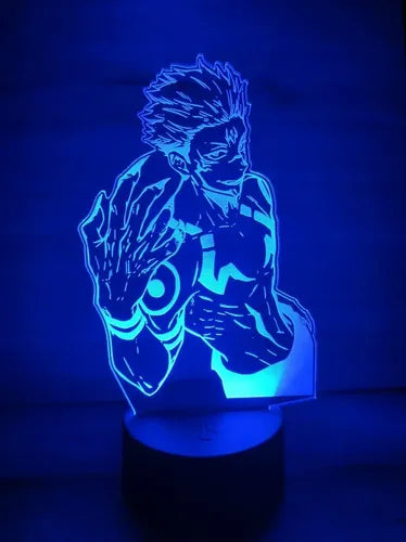 Lampara Led 3d Sukuna Ryomen Jujutsu Kaisen Decoración Negro Azul (iluminado)