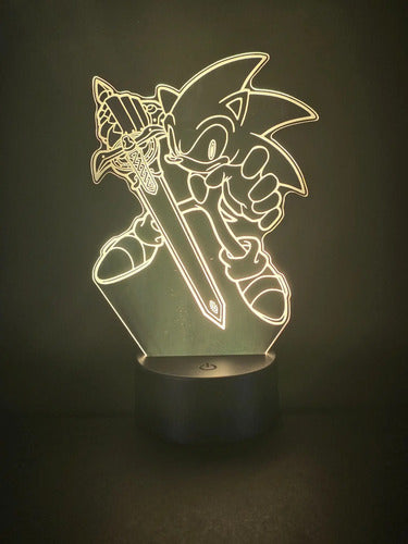Sonic Espada Lámpara Led Fanart Decorativo Infantil Negro