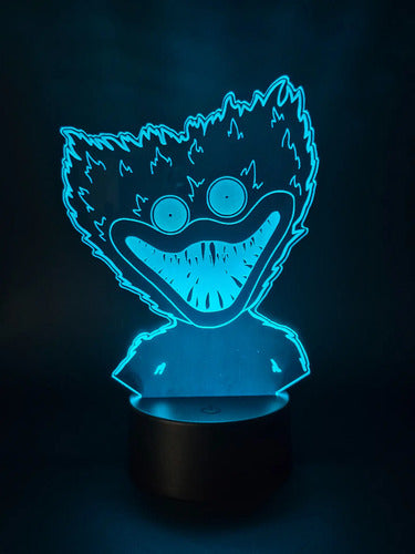 Poppy Playtime Huggy Wuggy Lampara Led Ilusión 3d Decoración Negra