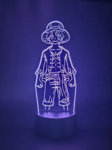Luffy Lámpara Led Ilusión 3d One Piece Monkey D Luffy Fanart Negro