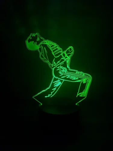 Freddie Mercury Queen Lampara Led 3d Decoracion Iluminacion Negro (base) / Verde (luz)