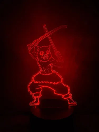 Inosuke Hashibira Lámpara Led Ilusión 3d Demon Slayer Kny Negro