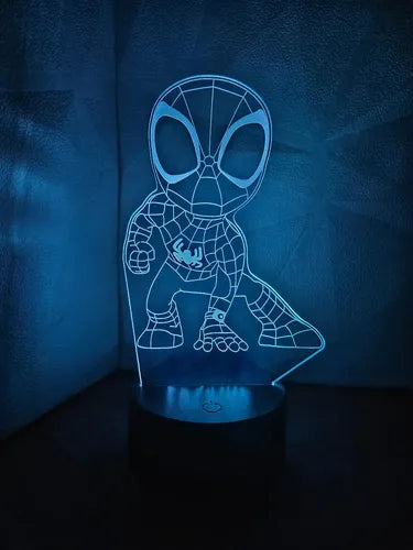 Lámpara Spiderman Chibi Led Ilusión Decoración Fan Art