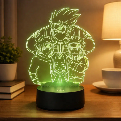 Equipo 7 Lampara Led Ilusión Naruto Decoración Anime Manga
