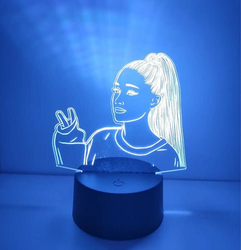 Ariana Grande Lampara Led Ilusión 3d Cantante Decoración Negra