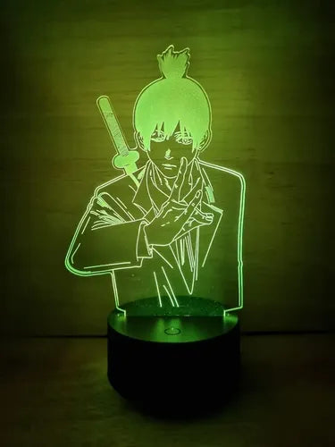Aki Chainsaw Man Motosierra Lampara Led Ilusion 3d Anime Negro