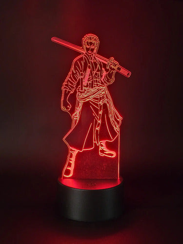 Lampara Led Ilusion 3d Roronoa Zoro One Piece Decoración