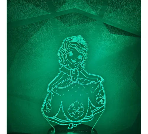 Princesa Sofia Lámpara Led Fanart Infantil Decorativo Negro