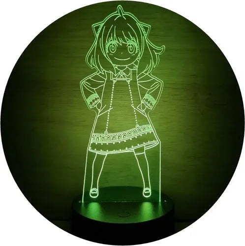 Anya Forger Spy X Family Lampara Led 3d Decoración Anime Negro