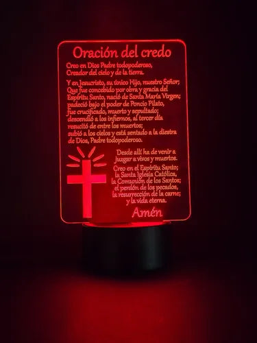 Oración Del Credo Lámpara Led Protección Hogar Decoración