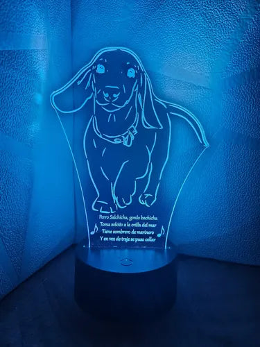 Perro Salchicha Gordo Bachicha Lampara Led Decoración