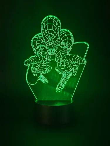 Spiderman Lampara Led Ilusión 3d Marvel Comics Fan Art Negro