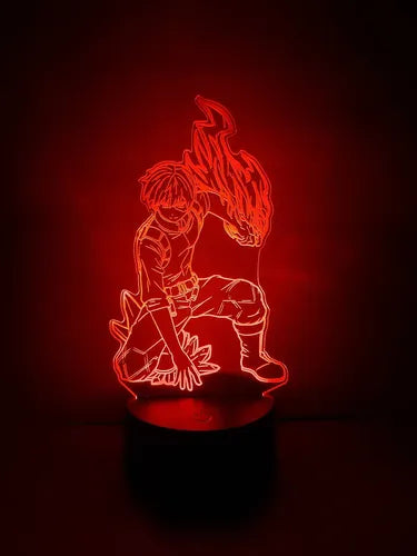 Todoroki Shoto My Hero Academia Bnh Lampara Led Decoracion Negro Verde