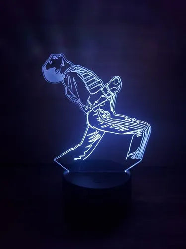 Freddie Mercury Queen Lampara Led 3d Decoracion Iluminacion Negro (base) / Verde (luz)