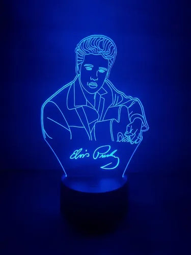 Elvis Presley Lampara Led 3d Decoracion Rey Del Rock Negro