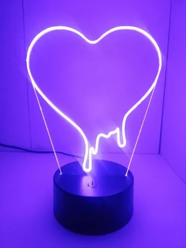 Corazon Derretido Lampara Led Día De Los Enamorados Negro